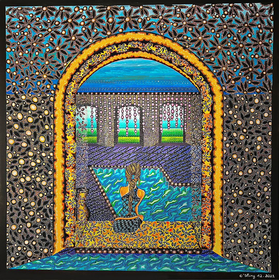 Ocean dream present format 80x80 cm gouache acrylique par O'Shiny artiste peintre