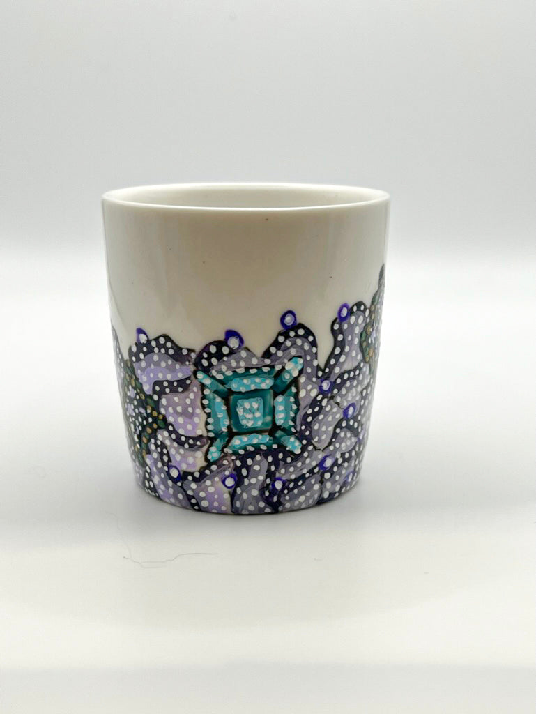 vue de face tasse expresso 120ml peinte à la main par O'Shiny Art and Lifestyle. Collection "Illumination"