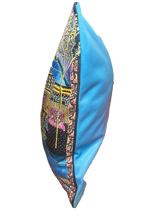 Vue de côté Housse de coussin Elevation 45,72CM x 45,72CM arrière bleu by O'shiny Art & Lifestyle