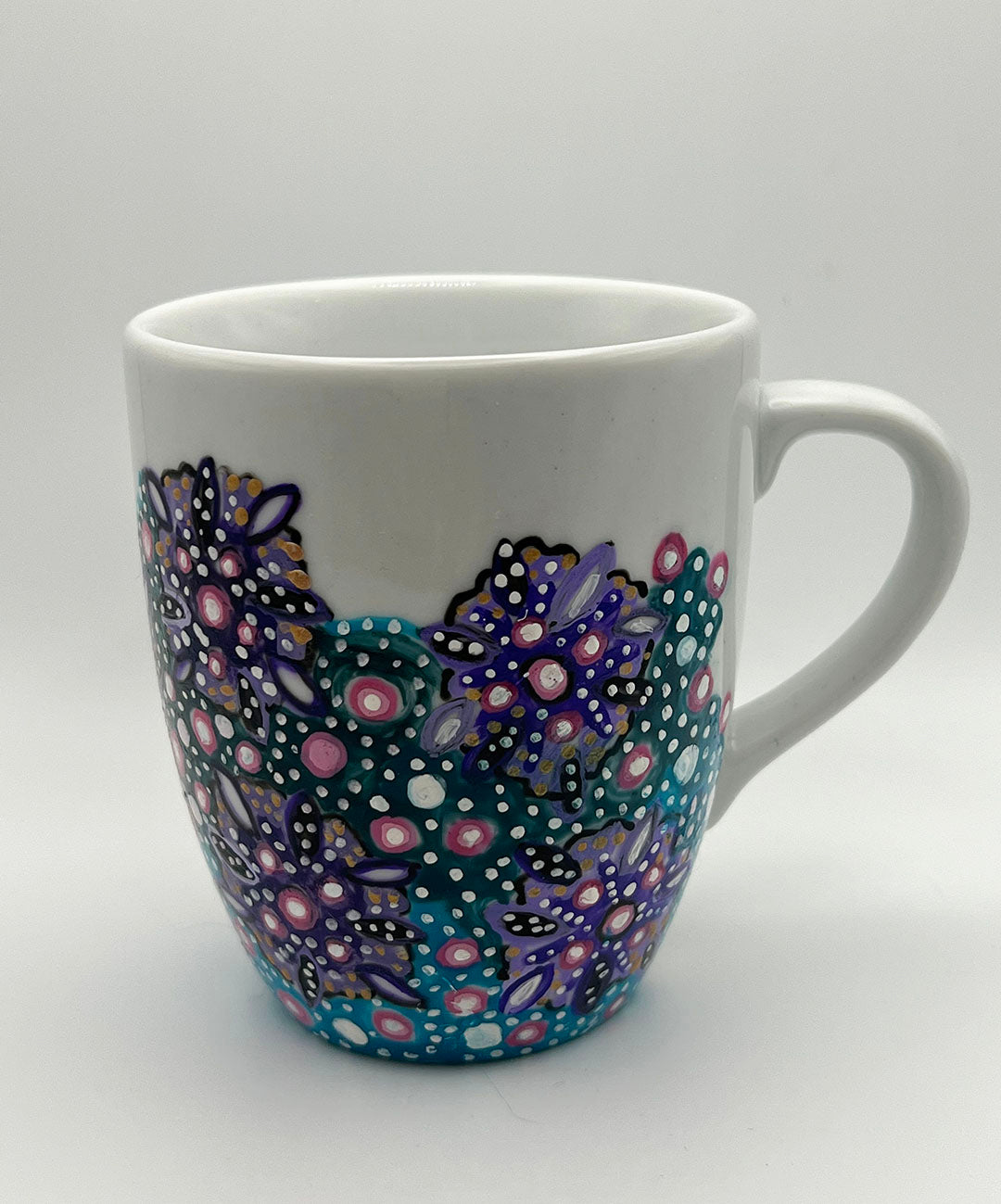 Tasse de 300ml de la collection " Perle d'Azur " peinte à la main par O'Shiny Art & Lifestyle