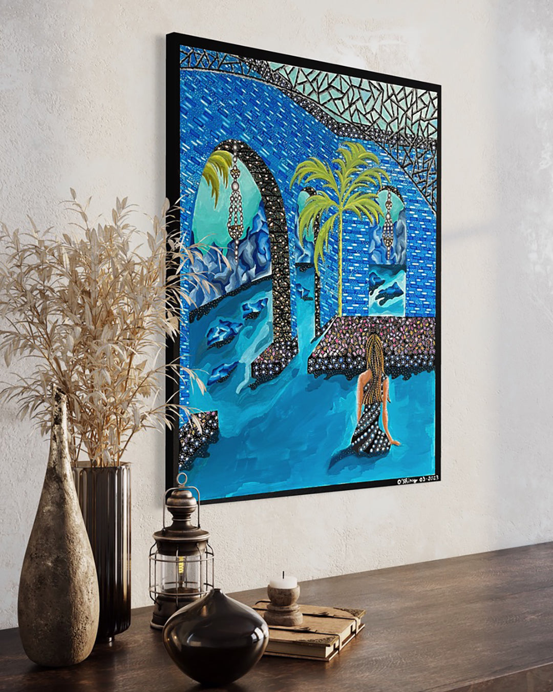 Mise en situation immersive part 1 gouache et acrylique par o'shiny artiste peintre