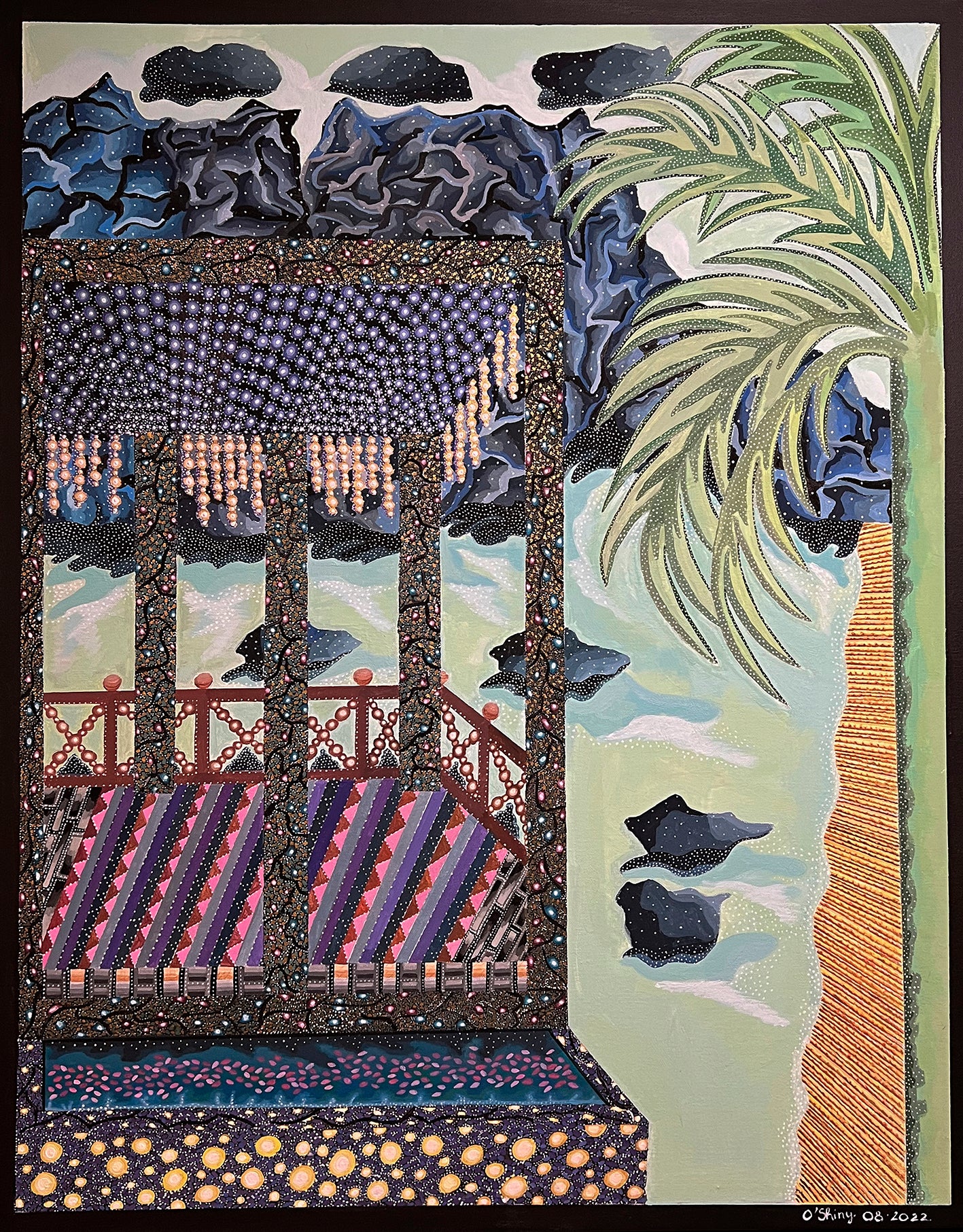 Envolée spirtuelle part 3 format 50X73cm gouache et acrylique par O'shiny artiste peintre