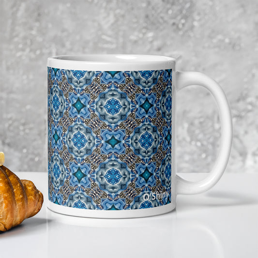 Set of 2 printed mugs 11oz collections "Precious Azure and Constellation" by O'Shiny Art & lifestyle