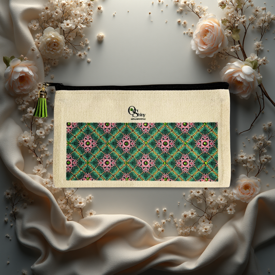 Trousse de maquillage strassée motif "Eau de soie" by O'shiny Art & Lifestyle