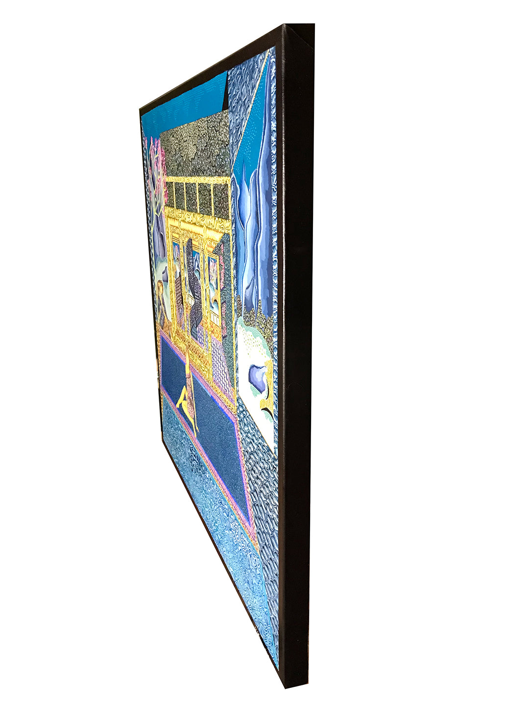 Songe d'une reflexion vue de côté format 3D 80x80cm gouache et acrylique par O'shiny Artiste peintre